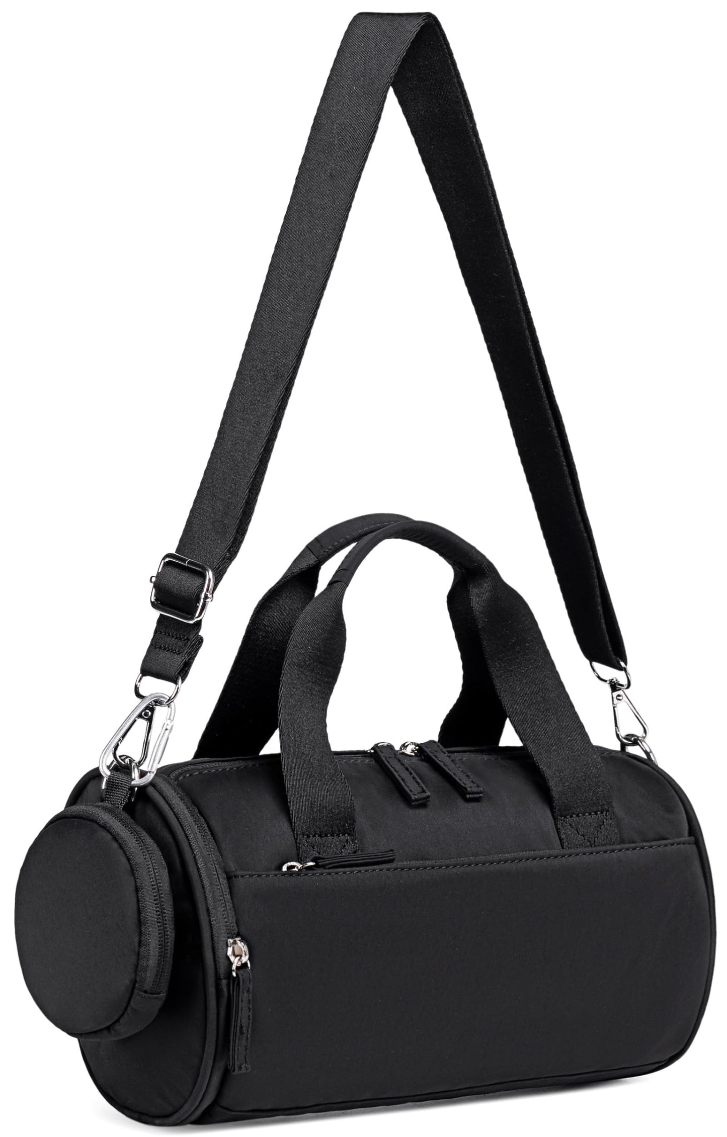 Mini Gym Bag for Women Girls Cute Small Duffle Bag 12'' with Multifunctional Pockets Workout Sport Bags Dance,Fitness,Yoga (Black)
