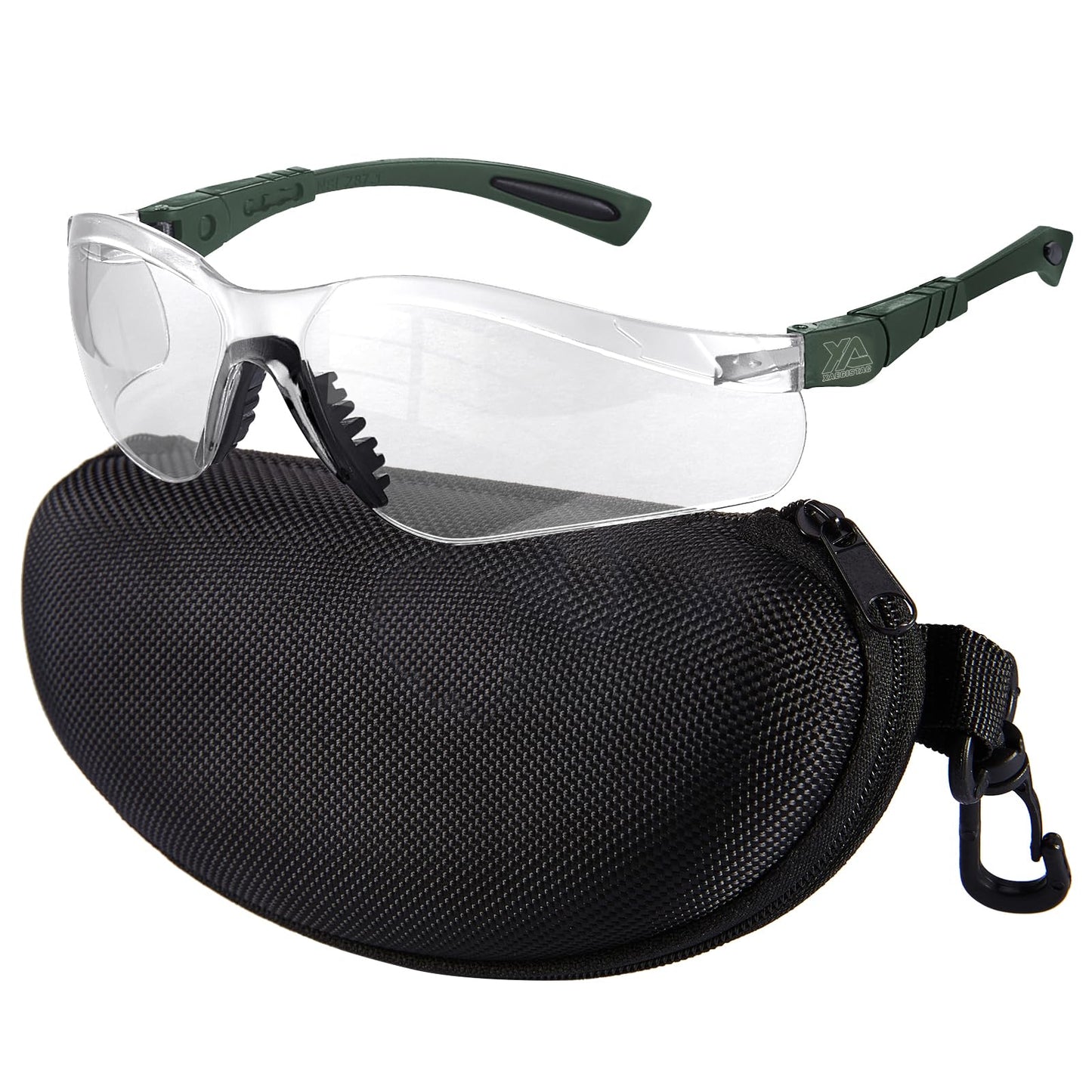 xaegistac Shooting Glasses Anti-fog Shooting Range Eye Protection, Adjustable Safety Glasses with Zipper Hard Case (black frame yellow lens)