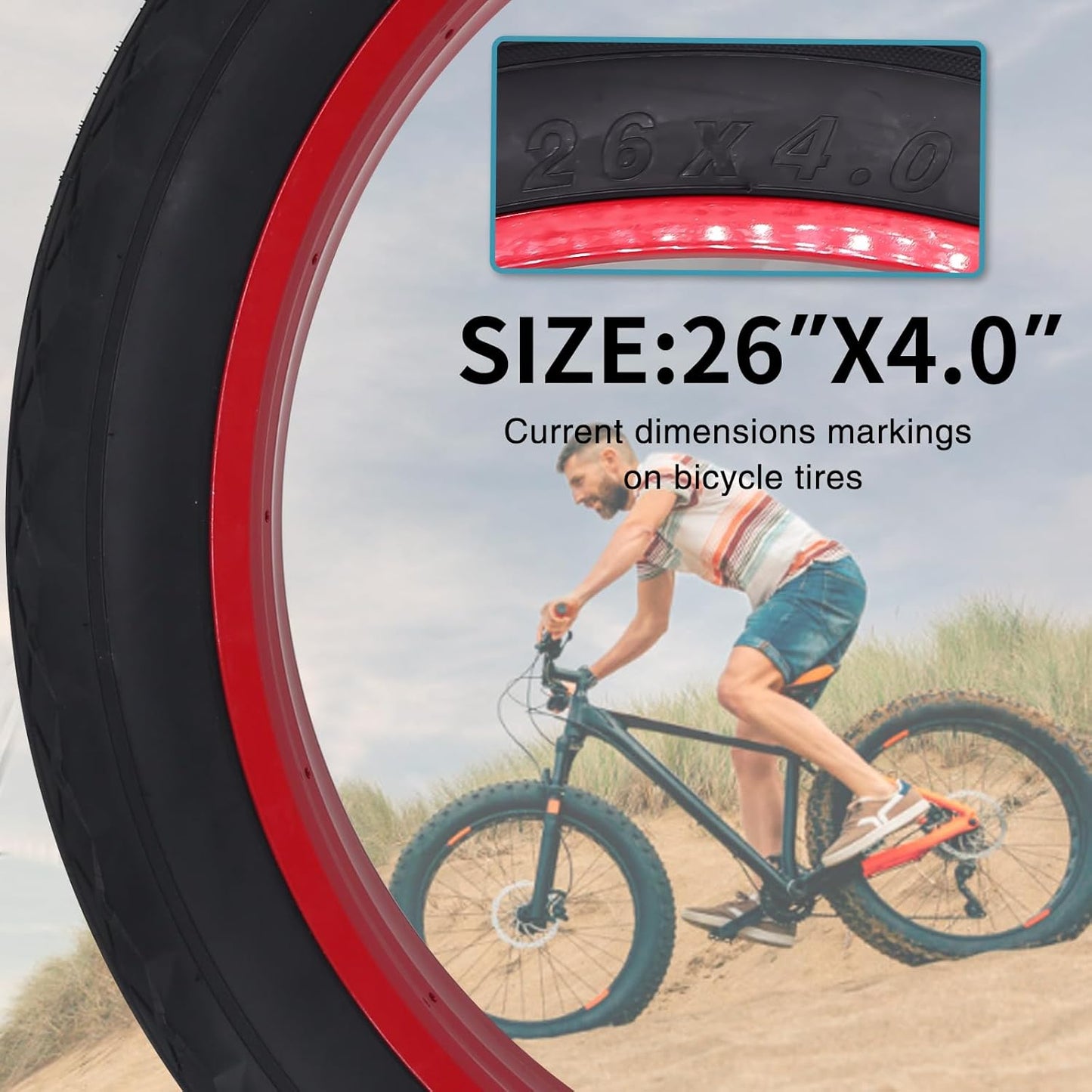 26x4.0 Bike Tire for Electric Bikes - Puncture Resistant All-Terrain Fat Tire with Durable Tread, High Traction for Mountain/Snow/Road - Compatible with E-Bikes 26x4.0 Inches