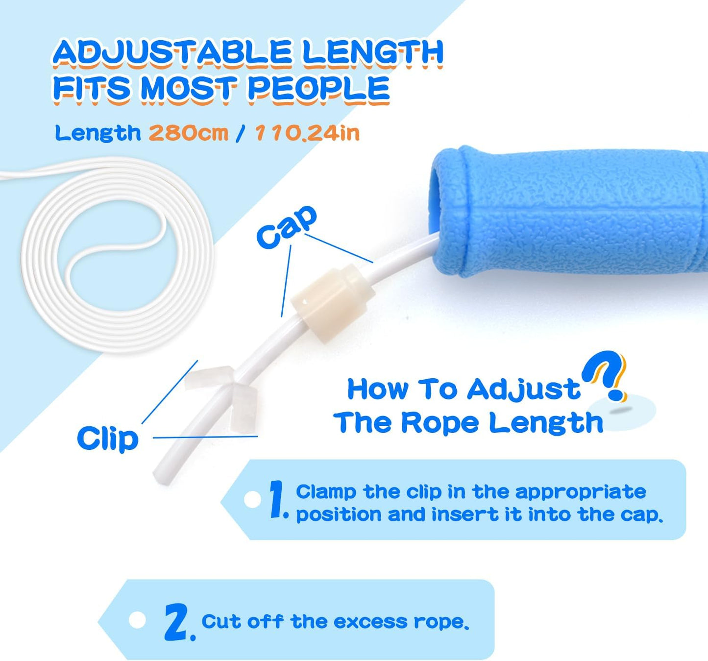 Jump Rope For Kids & Adults，4mm TPU Ropes For Speed Jump Rope,Double Unders, Long Handles & Tangle-Free,9.19FT Adjustable Lightweight Skipping Rope For School,Boys,Girls,Teens,Women,Men,Exercise Activity,Outdoor Fitness