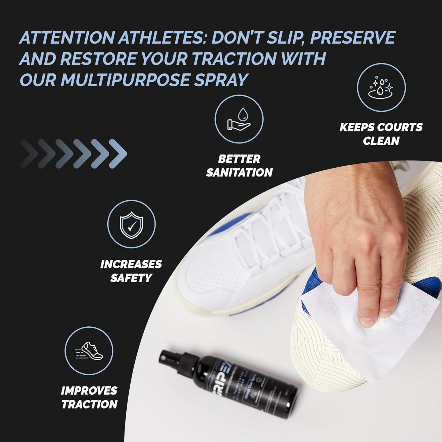 2 in 1 Sports Shoe Grip Spray, Provides Traction and Rejuvenates Soles. Multipurpose Grip Spray for Improving Basketball Shoe Grip. Anti Slip & Performance Enhancer