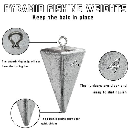 Pyramid Sinkers Fishing Weights Sinkers for Saltwater Fishing Weights Assortment Kits Fishing Gear Tackle 1oz 2oz 3oz 4oz (4oz - 6pcs)