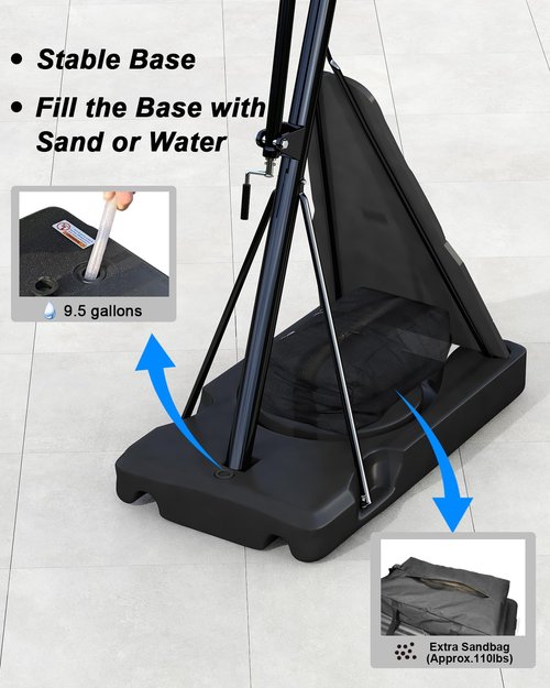 Cofiyard Basketball Hoop Outdoor with 44 Inch Shatterproof Backboard, 5.25-10FT Height Adjustable Basketball Hoop Goal System with Portable Wheels for Youth and Adults