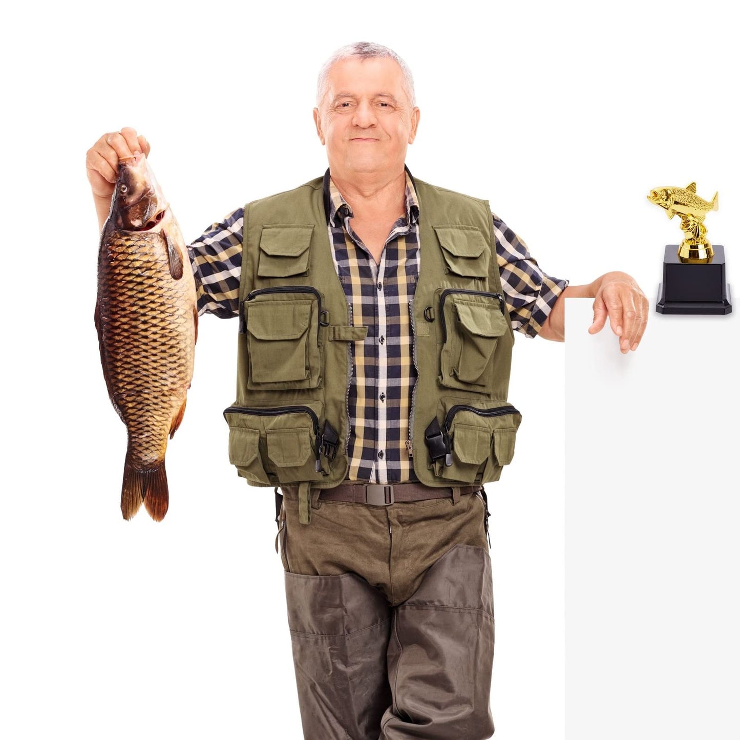 Juvale Small Golden Fishing Trophy Award for Ceremonies, Tournaments, Competitions, and Fish Derbies, Biggest Fish Trophy for Kids and Adults, Customizable Base for Personalized Engraving, 3x5 in