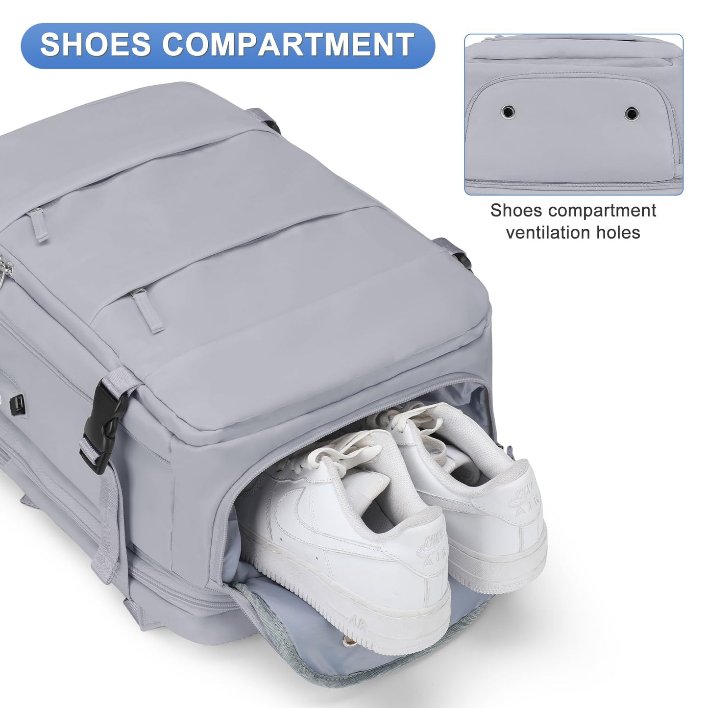 coofay Expandable Backpack For Traveling On Airplane Carry On Backpack Flight Approved Personal Item Travel Backpack For Women Men Airline Approved Gym Bag With Shoe Compartment Travel Weekender Bag