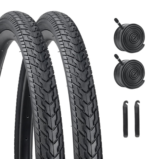 24 Inch Bike Tires Replacement Kits 2 Pack, HUIOK 24x1.75 Bicycle Tire Folding 24 Bike Tire Replacement with 2 Tubes and 2 Levers Suitable for Bicycle Tires 24x1.75 24x1.95 24x2.0