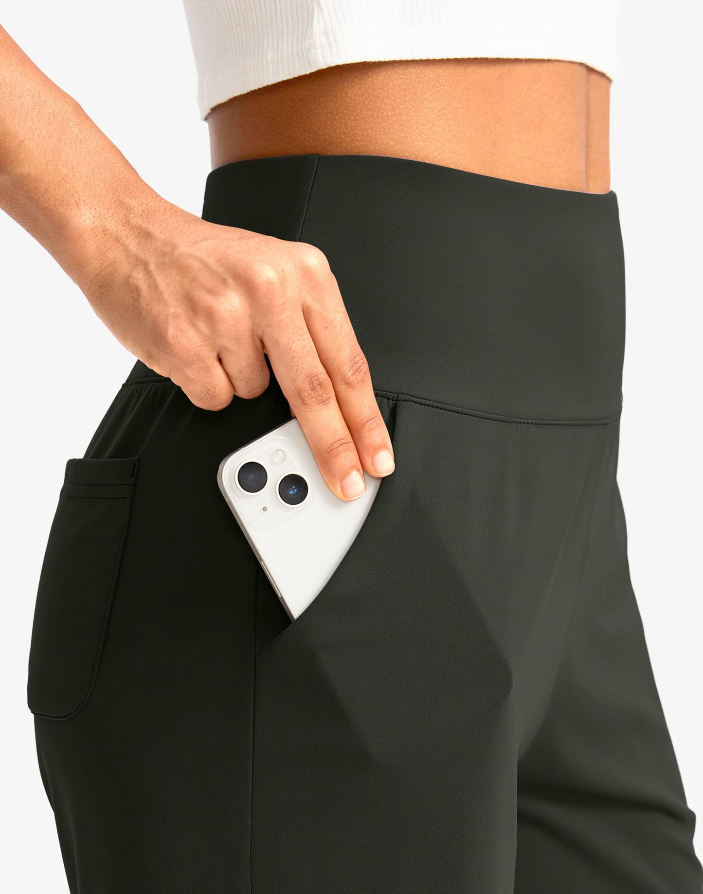 G Gradual Women's Bermuda Long Shorts with Pockets 7" High Waisted Knee Length Shorts for Women Walking Athletic Workout(Olive-L7,S)
