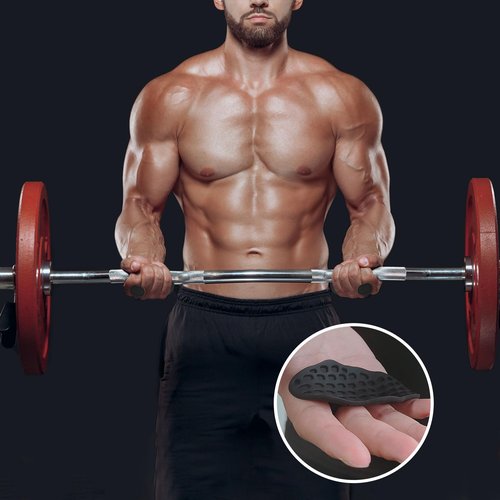 XQC Weight Lifting Grips with Wrist Support & Anti-Slip - Fingerless Rubber Gym Gloves for Men Women, Pull-Ups, Dumbbell, Barbell Training (4Pcs, Black)