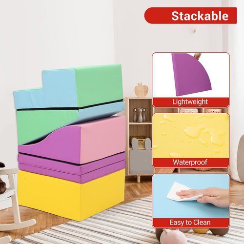 GarveeLife Soft Climbing Indoor Set, Foam Climbing Blocks for Toddlers, Waterproof Toddler Climbing Toys, Baby Jungle Gym Indoor Lightweight, Easy to Clean Foam Play Gym 6PCS