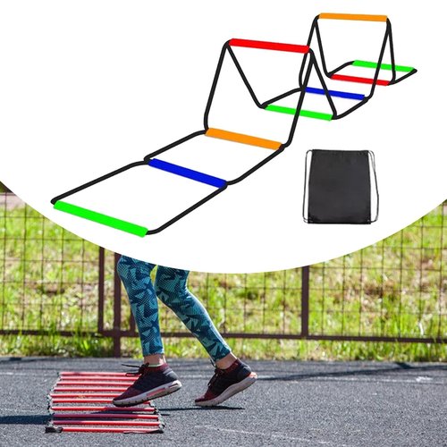 Menolana Agility Ladder Speed Ladder Foldable Workout Rugby Multifunction Home Gym Agility Training Equipment Fitness Feet Training, 8 Grids with Bag