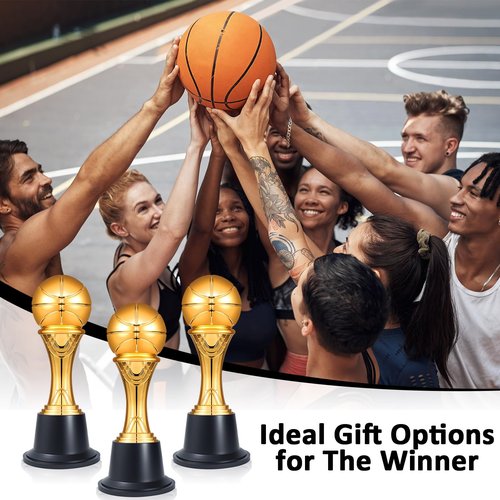 Conderyang 12PCS Small Gold Basketball Trophies 5.8 Inch Trophy Award Basketball Medals for Team Mini Trophies Bulk Championship Game Day Participation Competitions Ceremony Party Favors