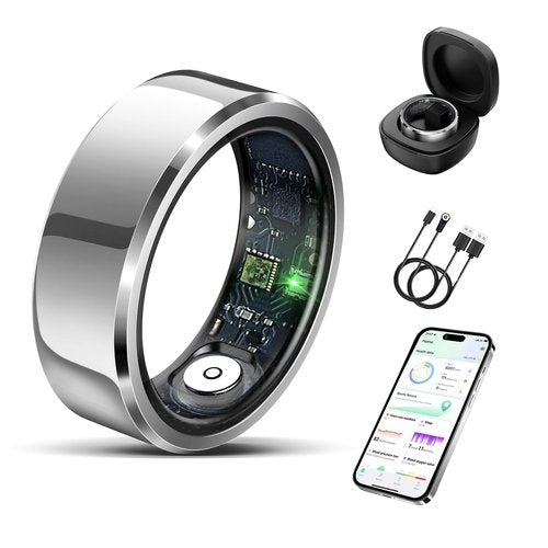 Delcast Smart Ring for Women Men-Wearable Fitness Tracker with Sleep Tracking Heart Rate Blood Oxygen Healthy Monitor Ring Activity Monitoring Steps Calories