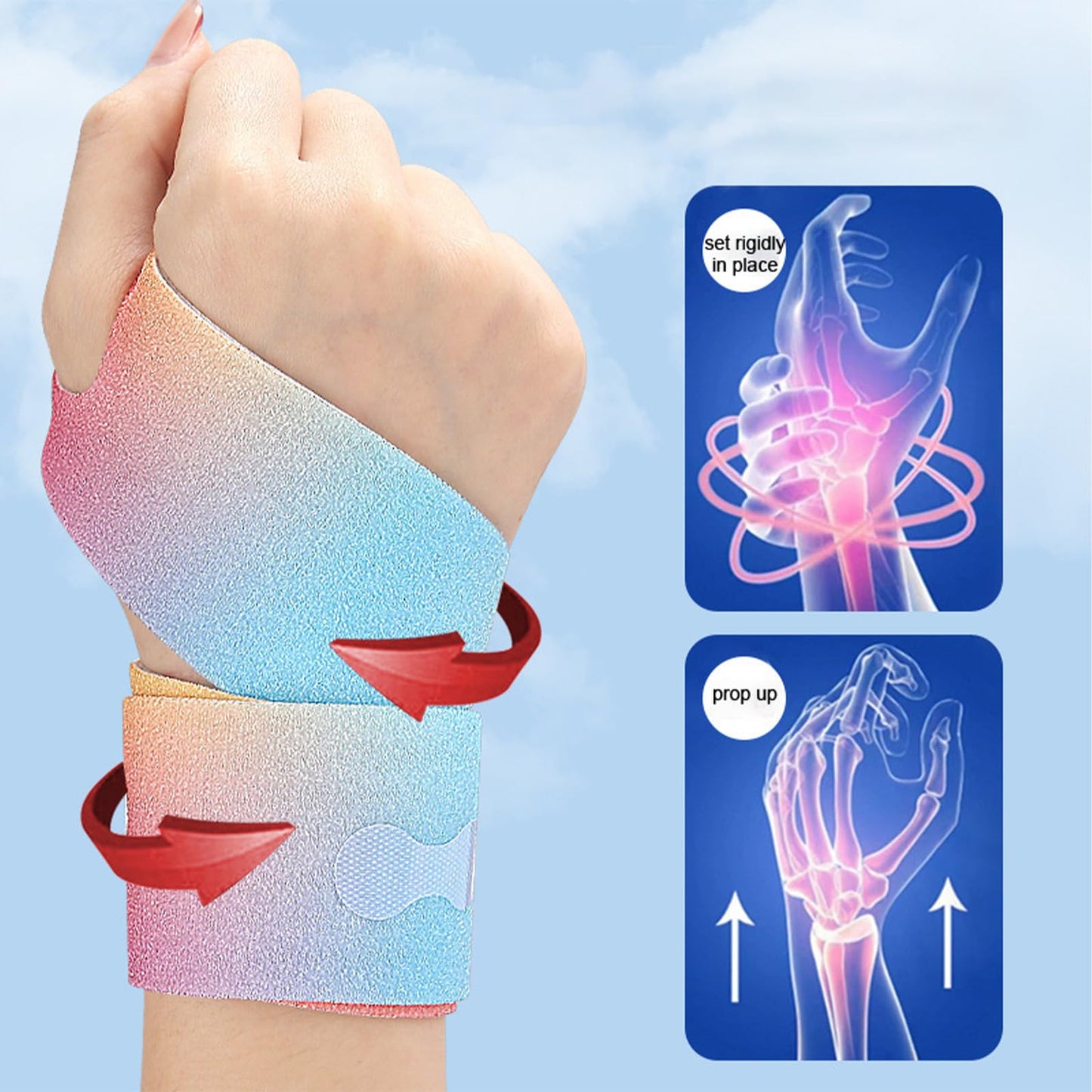 2 Pack Ultra-Thin Wrist Wraps, Adjustable Wrist Support Straps for Fitness, Tendonitis, Carpal Tunnel Arthritis, Wrist Wraps Wrist Pain Relief, Multi-Part wrist wraps for Sports, Gaming & Office B