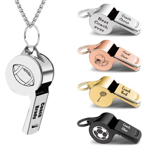 Personalized Coach Whistle with Lanyard, Engraved Whistle for Coaches, Loud Crisp Sound Whistle Necklace, Appreciation Gifts for Coaches, Referee, Teacher, Official, End Of Season Coach Gift