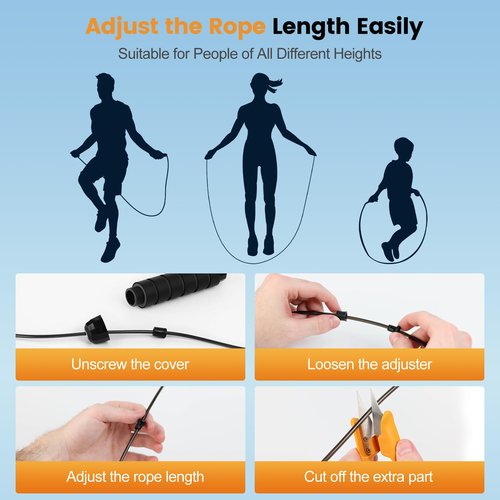 Jump Rope,Tangle-Free Rapid Speed Jump Rope with Ball Bearings for Men,Women and Kids,Adjustable Steel Skipping Rope with Ergonomic Foam Handles,A Ideal Equipment and Accessories for Workout,Fitness,Exercise,Home Gym,Slim Body