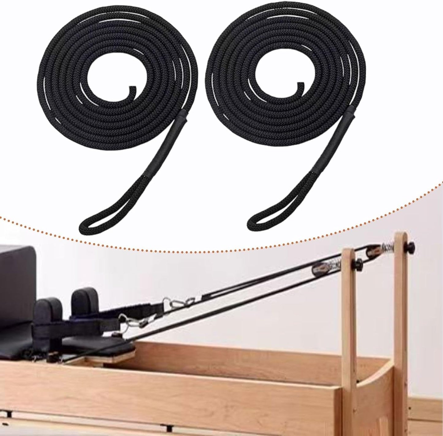 2 Pieces Pilates Reformer Pull Ropes Bands Easy to Install Hardware Fitting Belts Straps for Home Studio Use Pilates Core Bed