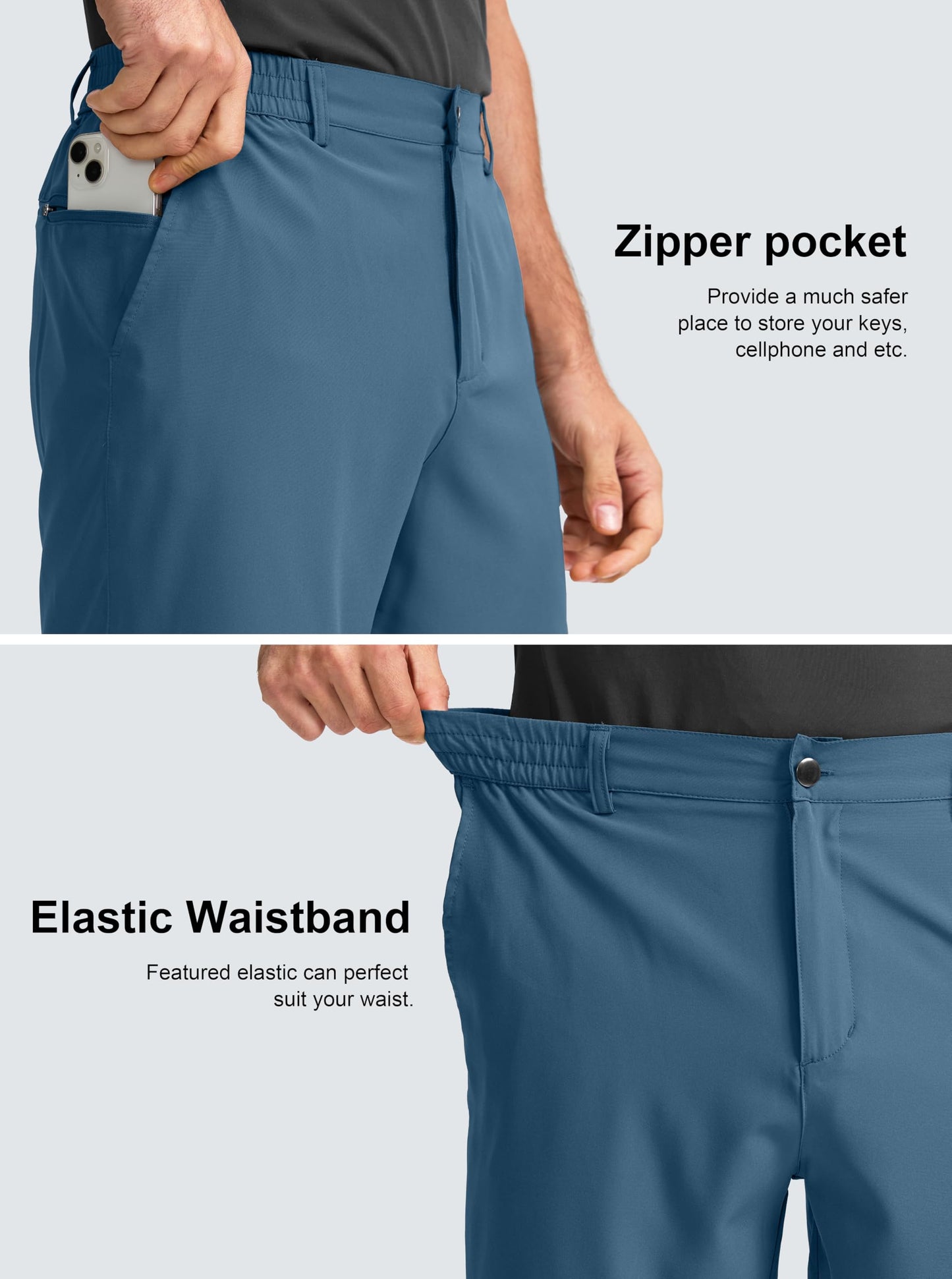 G Gradual Men's Casual Shorts 7" Lightweight Golf Shorts for Men Stretch with 3 Pockets Quick Dry Breathable Work Shorts Dusty Blue