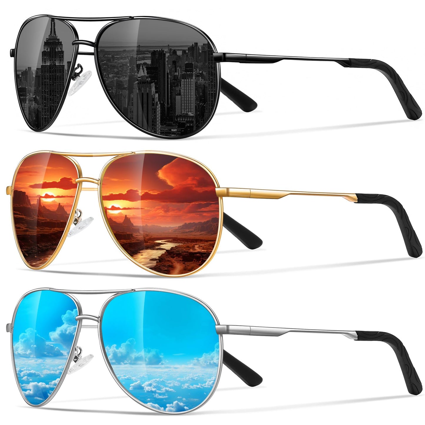 Eiuizah Polarized Aviator Sunglasses for Men and Women, Driving Sun Glasses with UV Protection for Fishing Golf