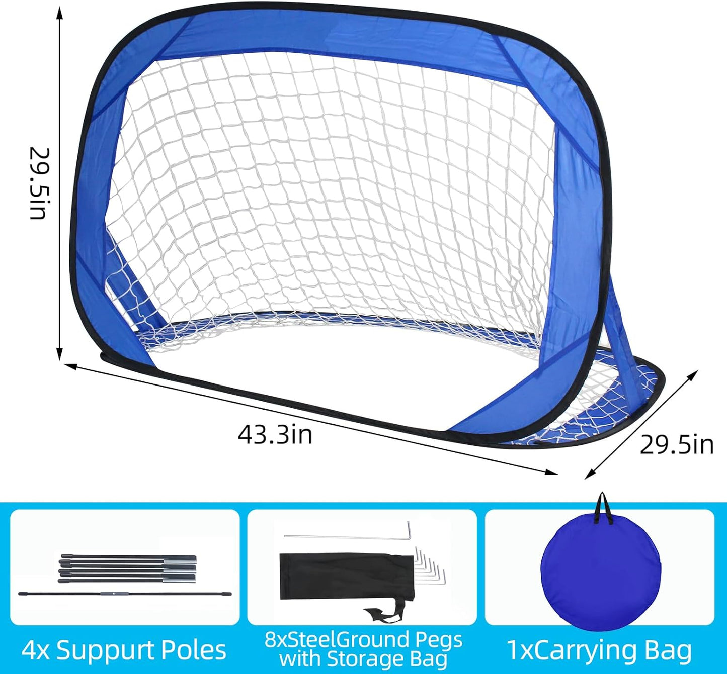 2 Pack Soccer Goals for Backyard, Portable Soccer Goal, Collapsible Pop-Up Training Net, Back Mini Soccer Goal for Backyard and Indoor/Outdoor Use, Carrying Bag Included (3.6x2.4 ft)