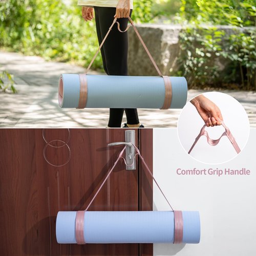 Trilancer Adjustable Yoga Mat Strap With Hook and Loop Closure, Yoga Mat Holder Carrier, for Carrying, Storing, and Organizing Yoga Mat of Various Sizes (Pink) - Mat Not Included