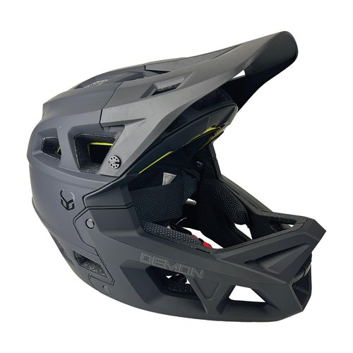 Demon United Podium X MIPS Full Face Mountain Bike Helmet- Removable Fit Pad Options- Advanced Venting System-Lightweight - Fullface DH BMX MTB Helmet (Midnight Stealth Black, Small/Medium 55-58 CM)