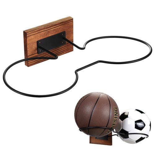 Threehoney Ball Holder Wall Mount Basketball Display Rack Universal Balls Storage Stand Metal Black Sports Equipment Organizer for Basketball Football Soccer Volleyball