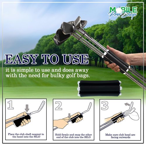 Golf Club Carrier – Holds Up to 6 Golf Clubs, Keeps Them Visible, Clean & Dry – Premium Quality Accessory with Durable Design (Black/White)