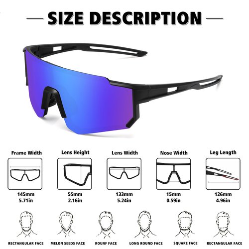 STORYCOAST Sports Running Sunglasses for Men Women Cycling Driving Fishing Bike Sunglasses Polarized UV400 Protection 3Pack Matte Black/Gray+ Black/Red+ Black/Dark Blue