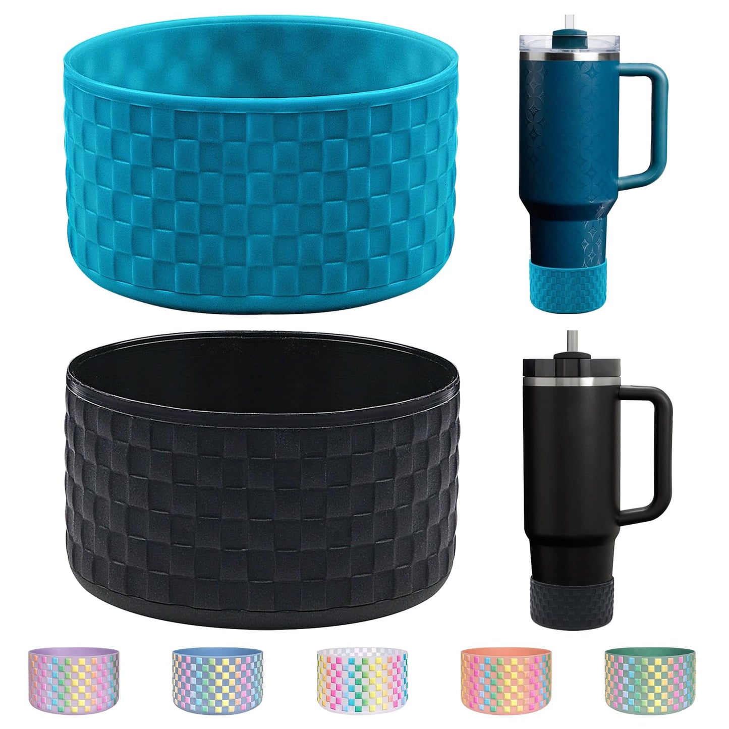 HEYSKAY 2pcs Protective Flask Silicone Boot Base for Stanley Quencher Adventure 40oz & Stanley IceFlow 20oz 30oz Tumbler, and Compatible with 12-24oz Hydro Sport Water Bottles,Yeti and More