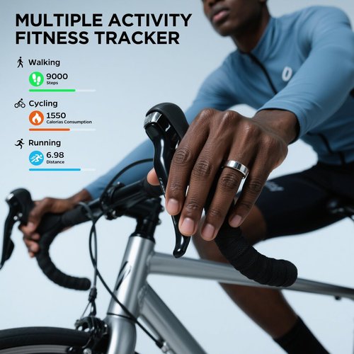 Fitness Tracker, Ultra-thin Smart Ring for Women Men,Health Activity Trackers,Fitness Ring with Sleep Tracker,Heart Rate Monitor,Step Counter,Calorie Pedometer,No Subscription,for iOS Android (Gold#7)