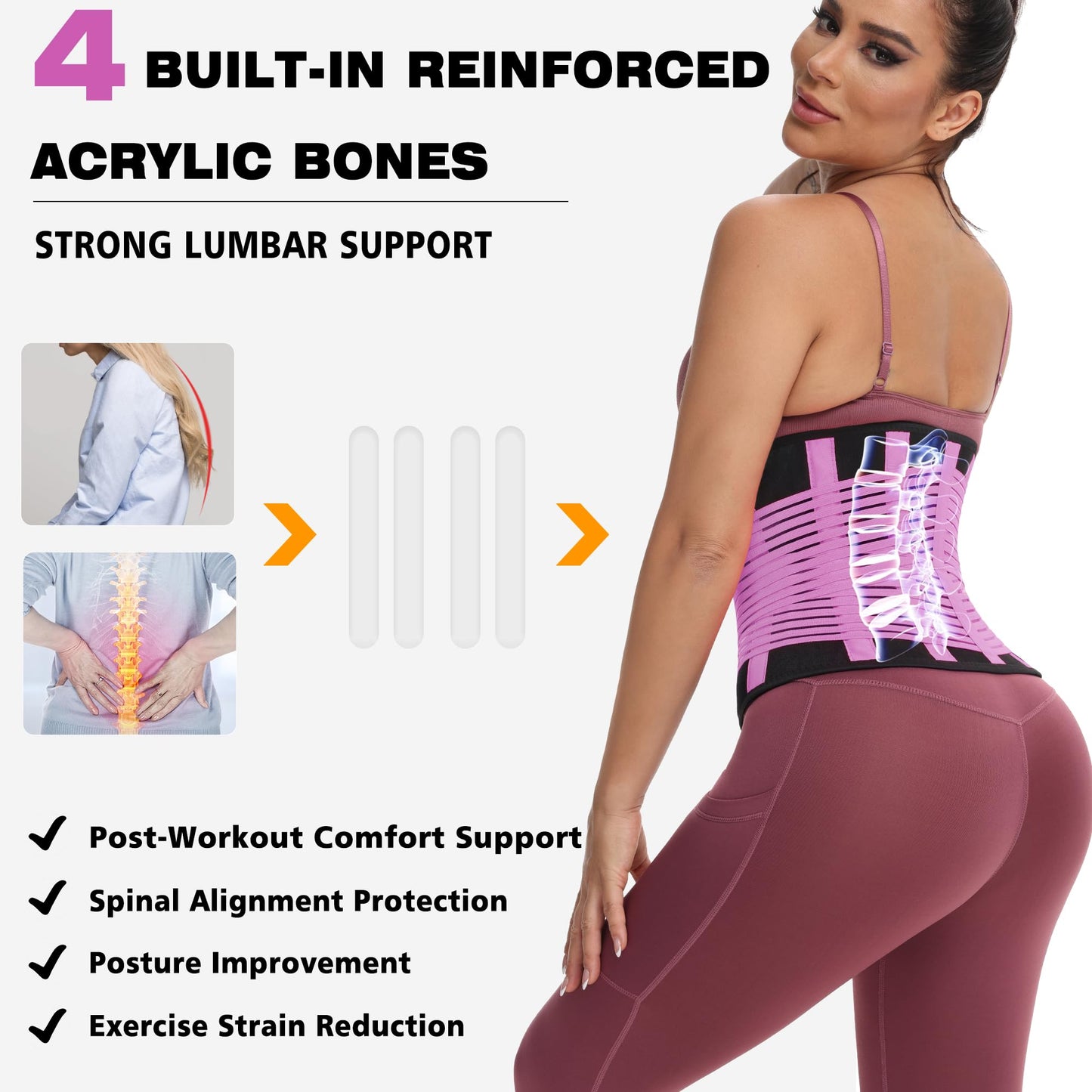 KOOCHY Waist Trainer For Women Men,Waist Trimmer Tummy Control Belt Sweat Band for Weight Loss Workout Fitness Gym (Purple, Large)