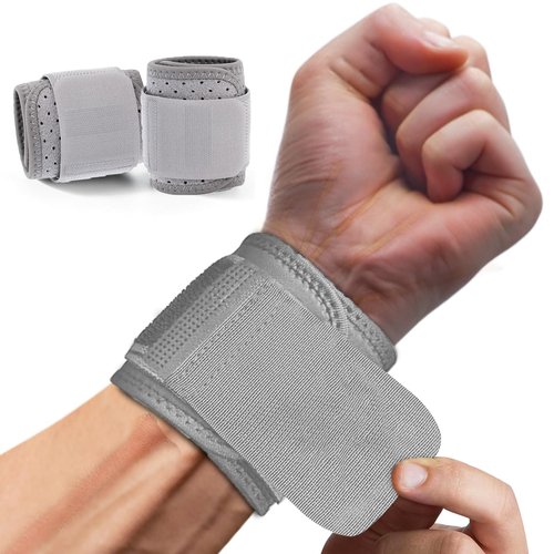 KixMalkinly 2 PACK Wrist Support Wrist Brace Adjustable Wrist Strap, Gym Wrist Protection, Weightlifting Wrist Support , Fitness Wrist Support, Cross Training Wrist Protection, Arthritis Wrist Pain Relief （Grey）