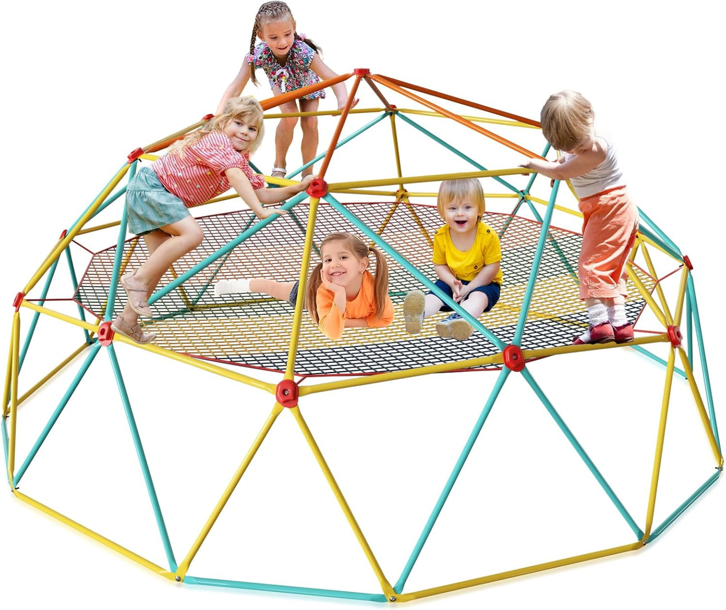 10FT Climbing Dome with Climbing Cargo Net, Outdoor Jungle Gym for Kids- Supports 1000LBS-Anti-Rust Metal Outdoor Play Structure ASTM Approved, Easy Assembly