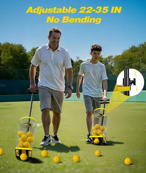 PodiuMax Tennis Ball Picker Upper, 30 Pickleball Picker Upper, 42 Tennis Ball Collector, Portable Pickleball Retriever for Easy Collection & Storage