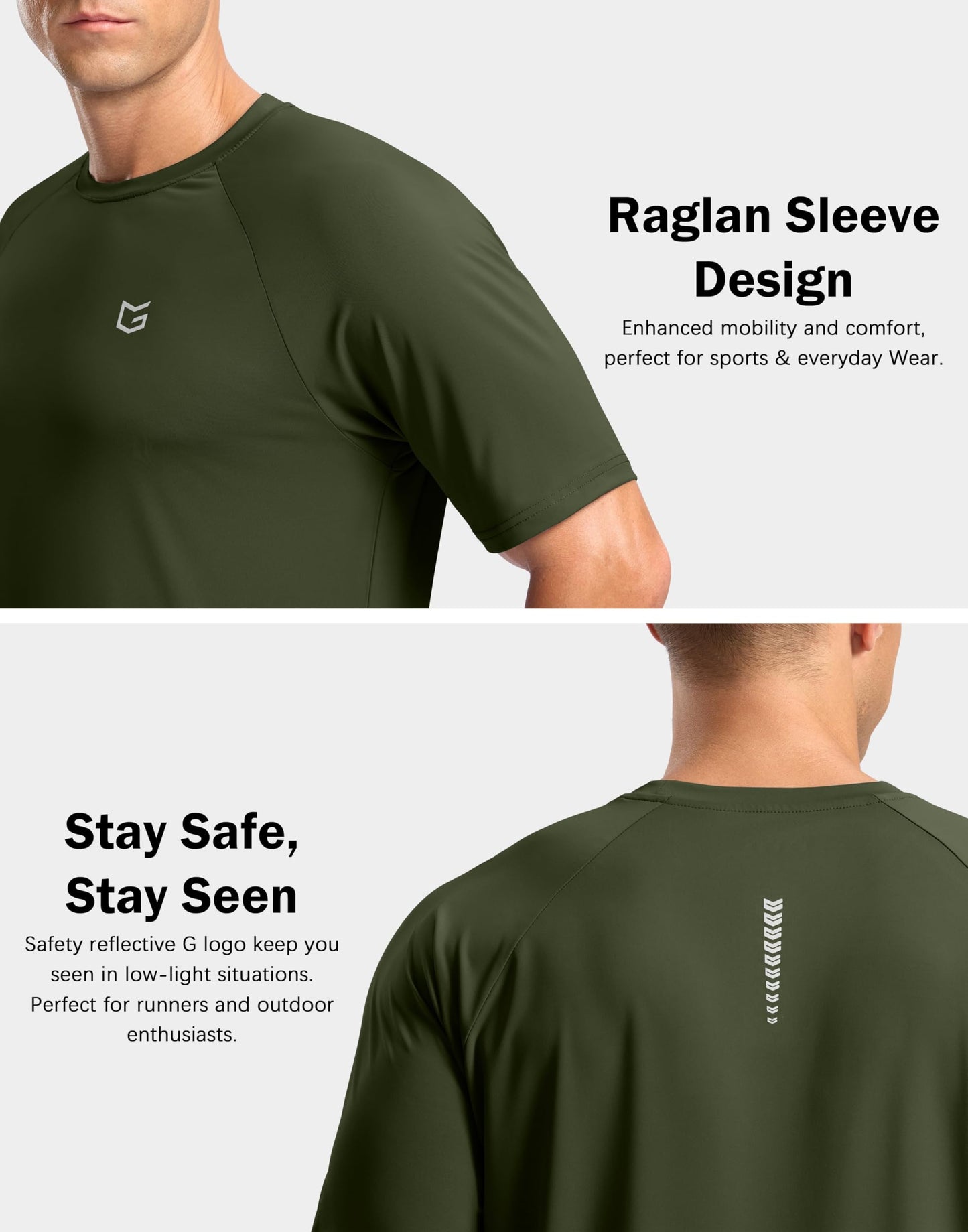 G Gradual Men's Athletic Workout T-Shirts Moisture Wicking Cooling Running Shirts Short Sleeve Performance Tee for Gym Tennis(Olive,S)