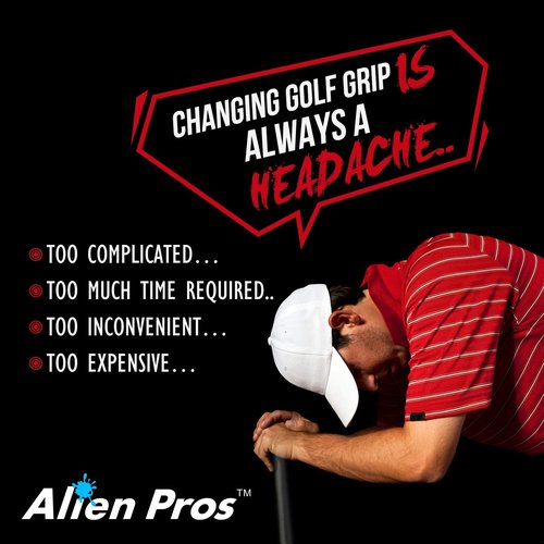 Alien Pros Golf Grip Wrapping Tapes (3-Pack) - Innovative Golf Club Grip Solution - Enjoy a Fresh New Grip Feel in Less Than 1 Minute (3-Pack, Black Stars)
