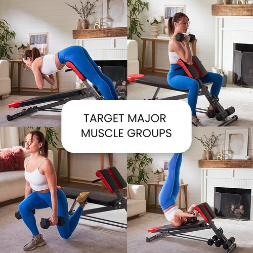 Finer Form Multi-Functional Weight Bench for Full All-in-One Body Workout – Versatile Adjustable Workout Bench for Home Gym. Fitness equipment perfect for Back HyperExtension, Bench Press, Roman Chair Exercise, Sit up. Adjusts to Decline or Flat Bench.