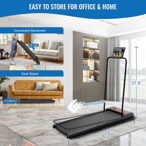 RIVANO Under Desk Walking Pad, Treadmill with Handles, Walking Pad Treadmill Compact & Portable with Remote Control, Quiet Adjustable Portable Speed Jogging Smart Mat Work for Home Office, Orange