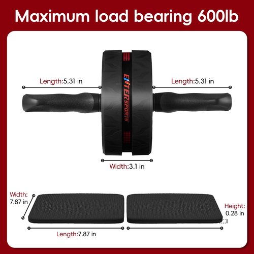 EnterSports Ab Roller Wheel for Abs Workout - Abdominal Exercise Equipment with 2 Knee Pads for Home Gym, Core Strength Training, Fitness Equipment for Men & Women (Red)