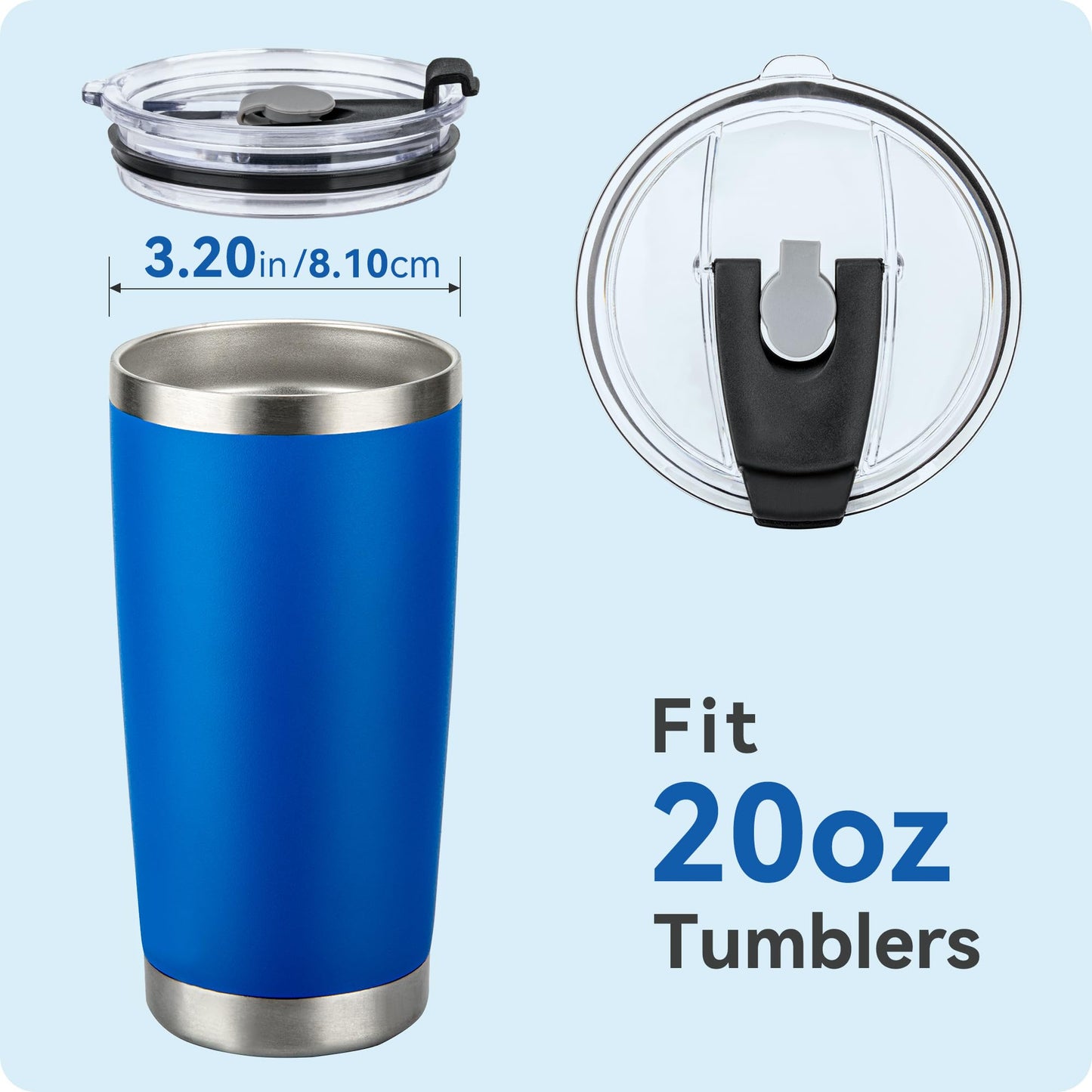 Prurex 20oz Tumbler Lids,Replacement Lid for 20 oz Yeti Tumbler,Old Style Rtic and More,2 Pack Spill-proof Lids,Covers for 20 Ounce Tumbler,Cup (Black 2pack)