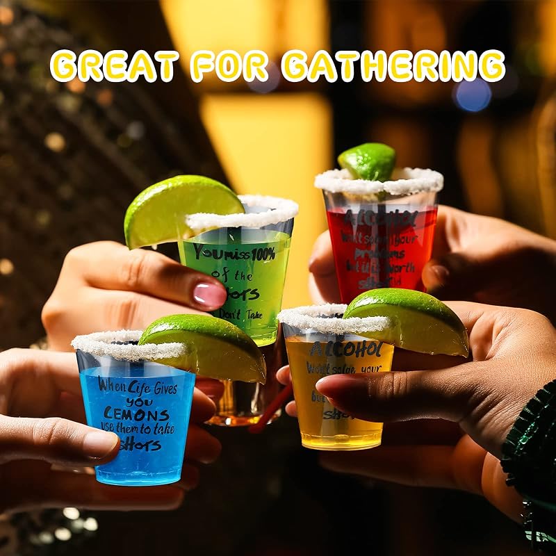 100 Pcs 1.7oz Disposable Shot Glasses Set - Clear Plastic Cups, 50ml