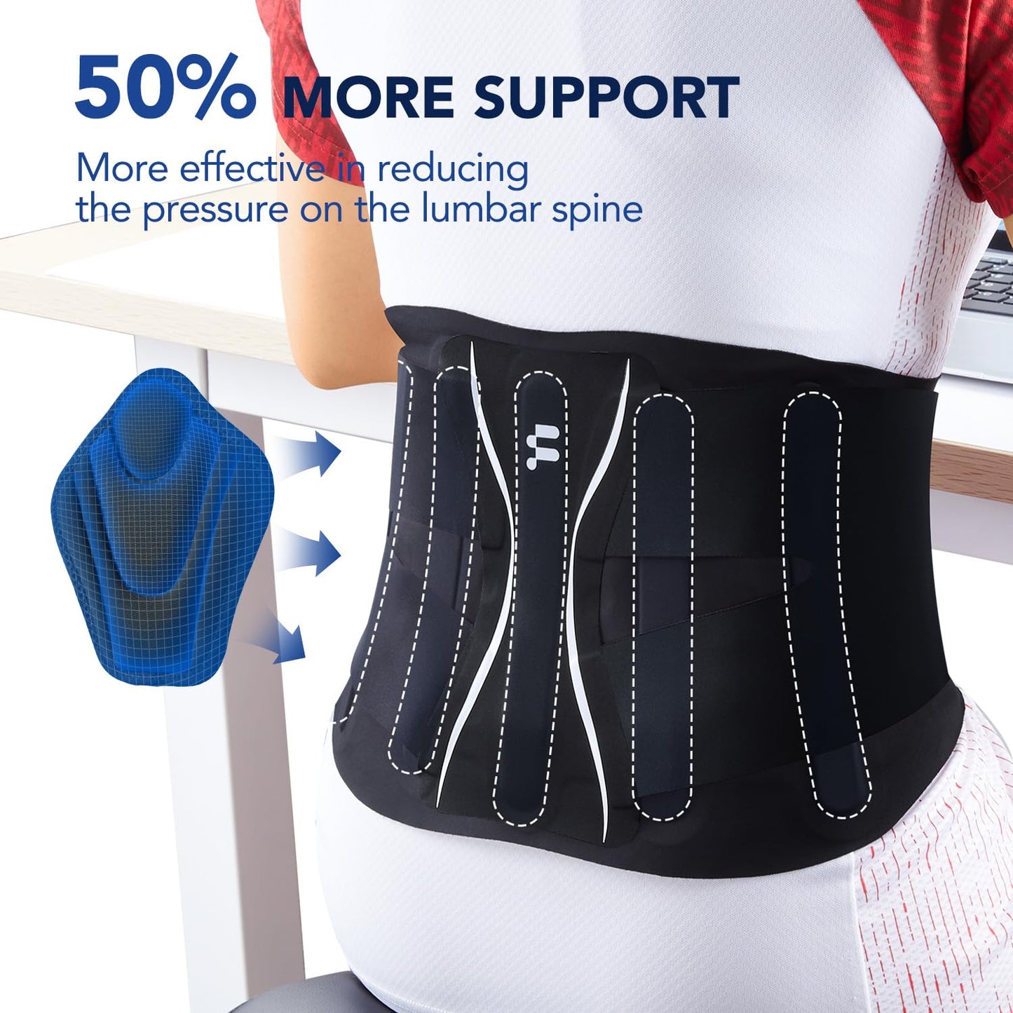 Fitomo 0.5mm Ultra Thin Back Brace for Women Men, Seamless Yoga Fabric for All Day Comfort, Wear under Clothes, Enhanced Lumbar Pad for Lower Back Pain Relief, Sciatica, Posture, Lifting, Black, Size L