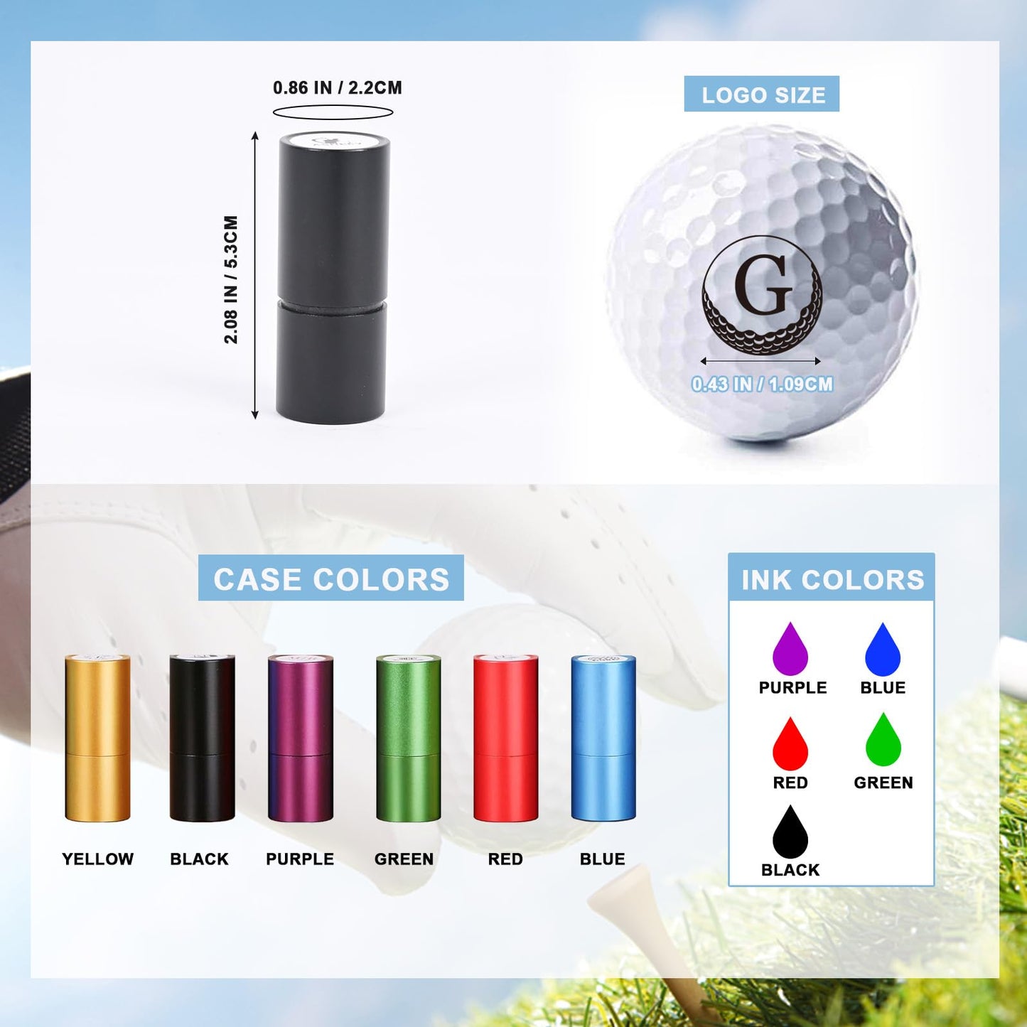 KAINSY Custom Golf Ball Stamp, Personalized Golf Ball Stamp, Golf Ball Stamp Markers with Logo Monogram, Waterproof Ink Customizable Golf Ball Stamp, Gifts for Dad & Golfers, Golf Accessories