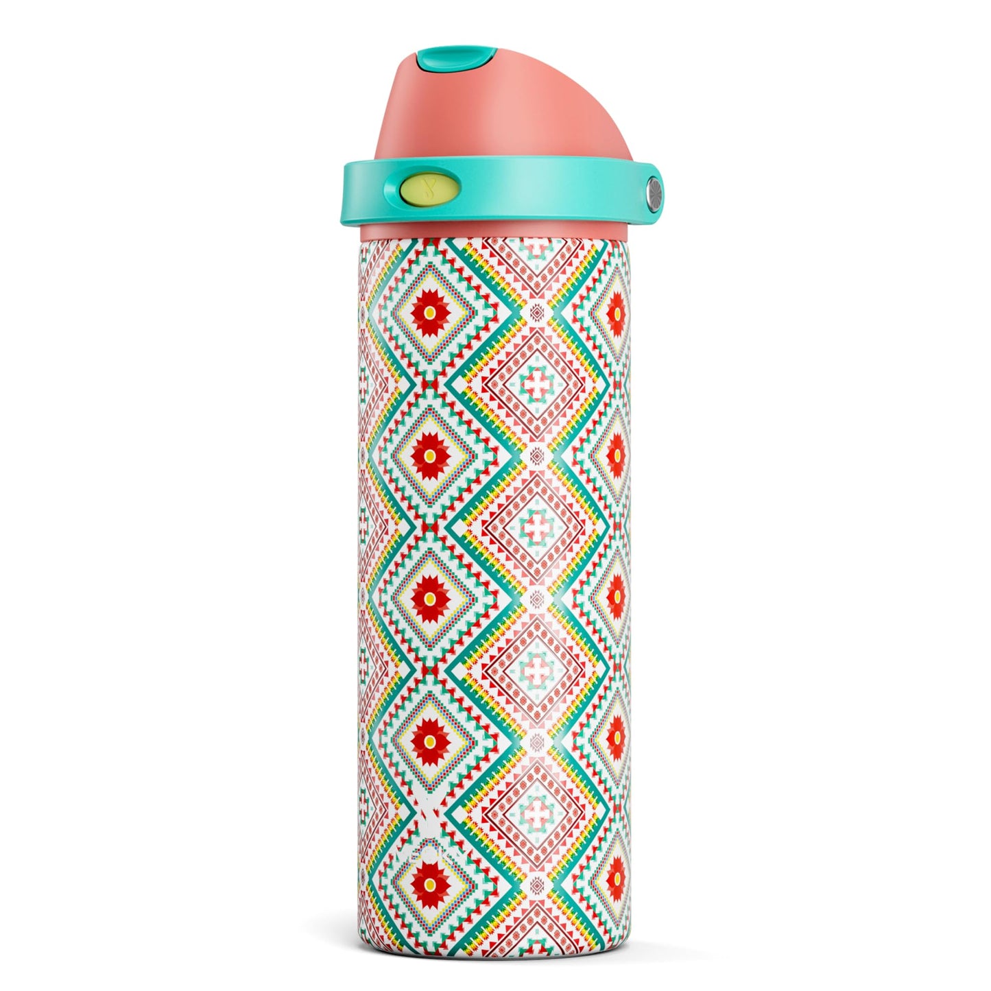 24 oz Insulated Water Bottle with Straw: Meoky Stainless Steel Metal Water Bottle with 2-in-1 Lid - Leak Proof, Cold for 24 Hours, Fits in Car Cup Holder, BPA-Free for Travel Sports Gym, Prism Folk