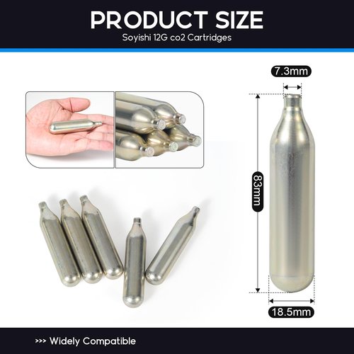 Soyishi 5 Count 12 Gram CO2 Cartridges Non-Threaded CO2 cartridges BB Gun CO2 BB Pistol CO2 Airsoft Pistol and CO2 Paintball Markers Snug fit Solid Seal