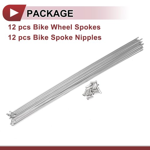 HEROFFIX 12 Set 14G Bicycle Spokes 293mm Bike Wheel Spokes 304 Stainless Steel Silver Tone