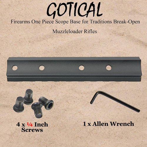Gotical One Piece Scope Base for Break-Open Muzzleloader Rifles, Aircraft-Grade 6063 Aluminum, Matte Black Scope Base, 4 x 1½ Inch Screws and Wrench Included