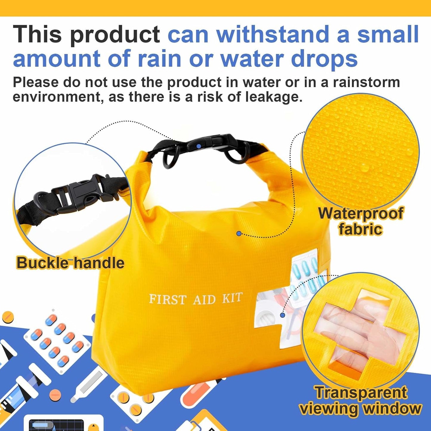 2 Pack of Waterproof First Aid Kit, Empty Lightweight Boat Dry Bag, Portable Emergency Survival Medical Supplies for Swimming Traveling Hiking Camping Backpacking Cycling