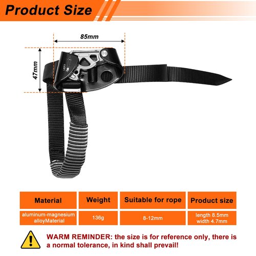 Foot Ascender Riser, The Foot Ascender for Mountaineering, Rock Climbing, Tree Climbing, Indoor and Outdoor Rock Climbing, Sturdy and Durable, Left Foot Ascender