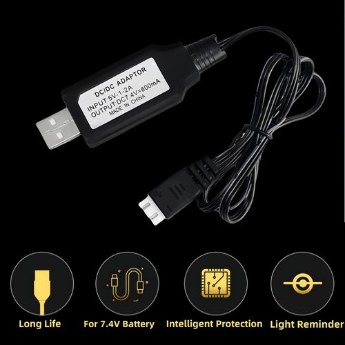 Cecicebb Airsoft Battery 7.4V 2000mAh 30C with Mini Tamiya Plug for Airsoft Model Guns Rechargeable 2S Lipo Battery 2 Pack with 7.4V USB Charger Cable